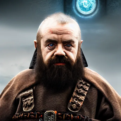 Prompt: darth vador as a dwarf warrior in the lords of the rings. portrait, photography, ultra realistic, 4k, 8k
