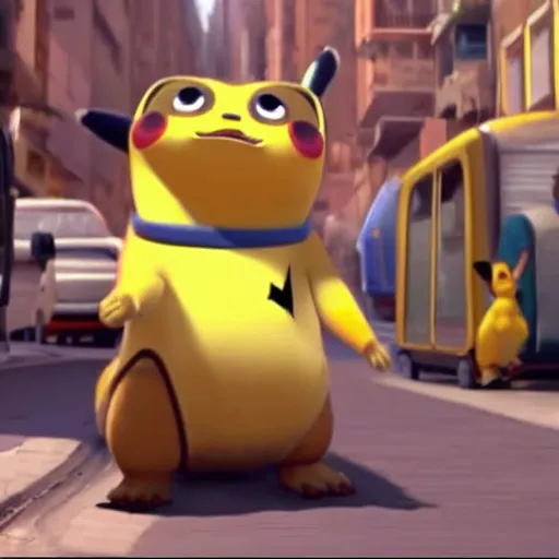 Image similar to Pikachu As seen in Pixar animated movie Wall-e 4K quality super realistic