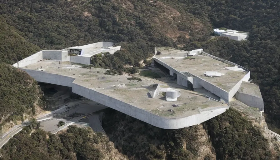 Image similar to big military base perched on a cliff overlooking a magnificient bay, laboratory, drawing architecture, science fiction, pritzker architecture prize, greig fraser