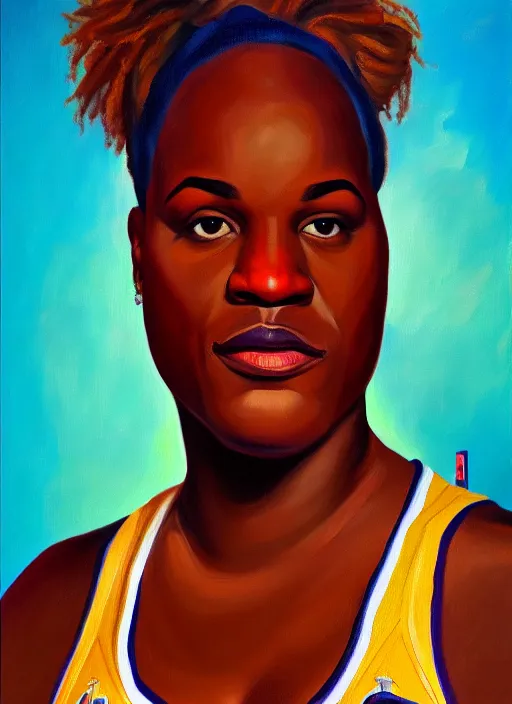 Image similar to shaq as a woman, oil on canvas, cinematic, portrait