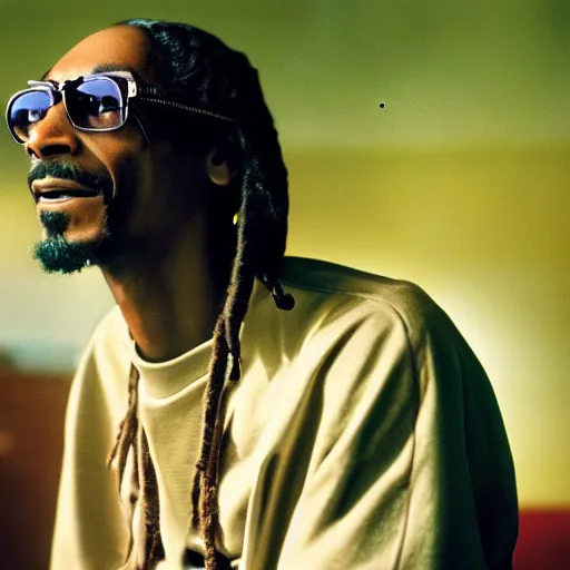 Image similar to cinematic film still of Snoop Dogg starring as Bob Marley, directed by Spike Lee, candid photo, 1999, Jamaica, shallow depth of field, , photograph, epic lighting