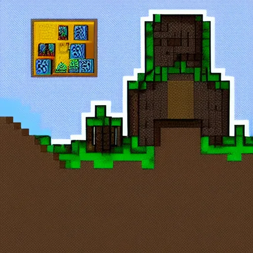 Image similar to A wizard's tower with mines and caves on its sides, sidescroller pixel art, sharp edges