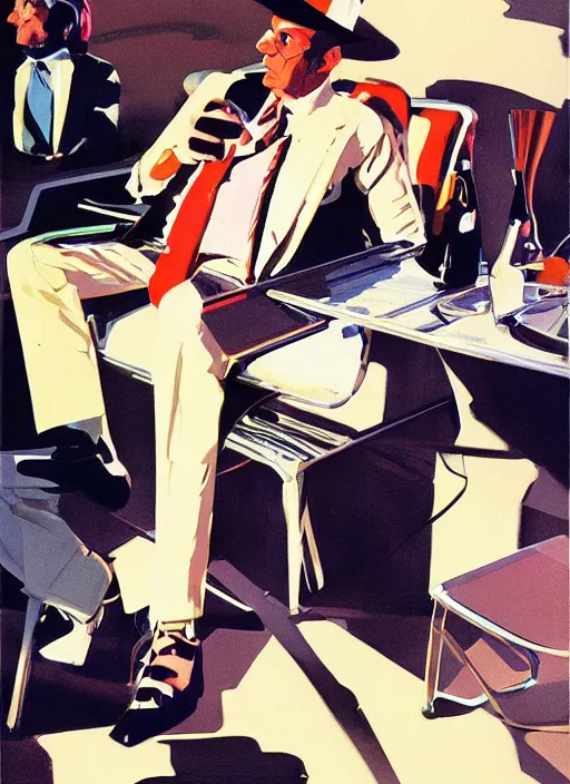 Prompt: menswear illustration by syd mead, high quality