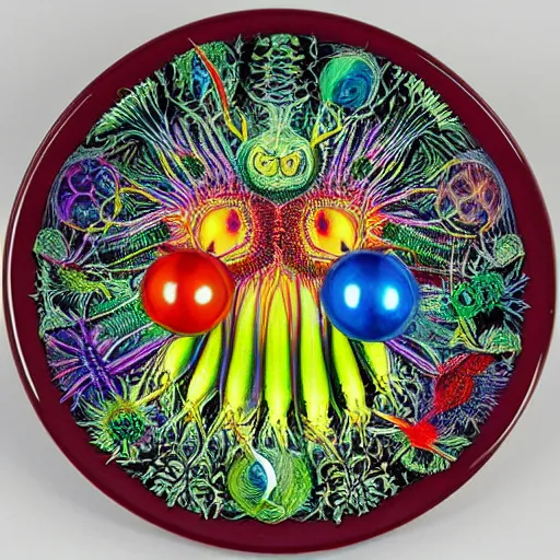 Prompt: Colorful Alien spiders plate From Art Forms in Nature by Ernst Haeckel