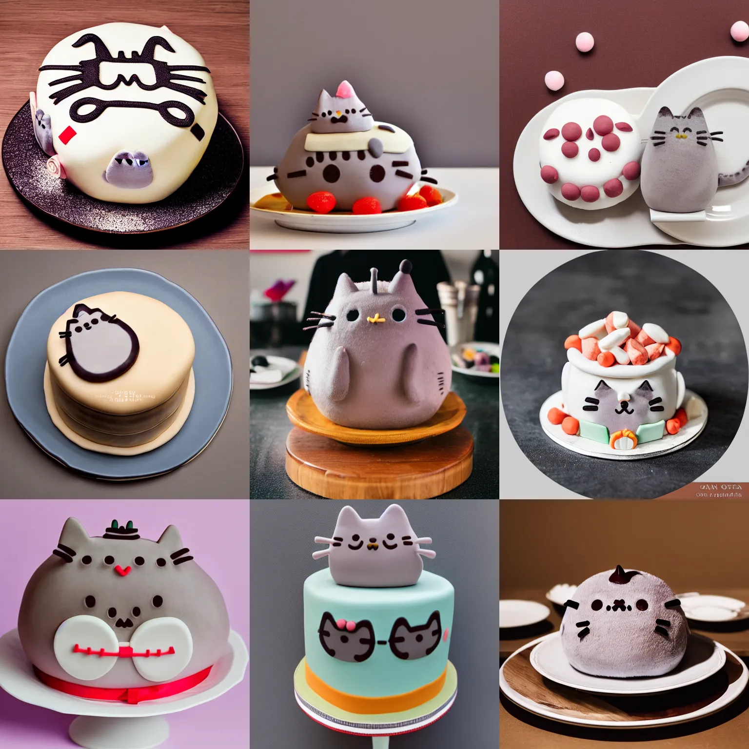 Prompt: A pusheen cake, professional food photography