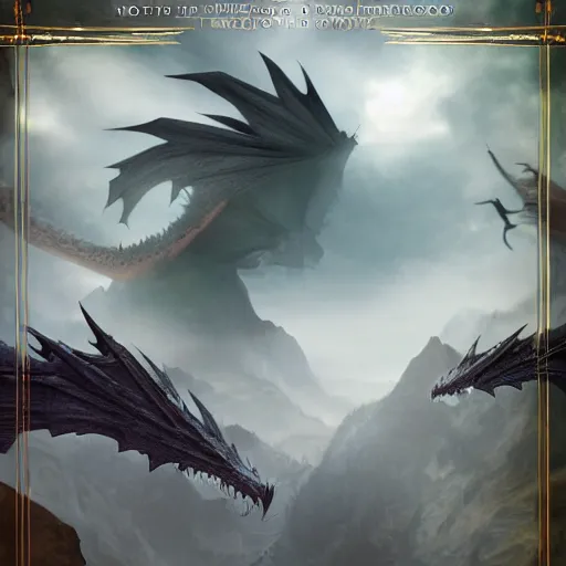 Image similar to fantasy book cover ( echo ) ( dragons ) ( mist ) ( shadows ), out of focus backdrop
