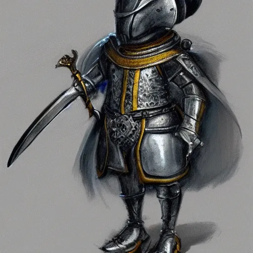 Prompt: a mouse wearing a conquistador's suit of armor and sword, fantasy, concept art, portrait, Renaissance, oil painting, Baroque