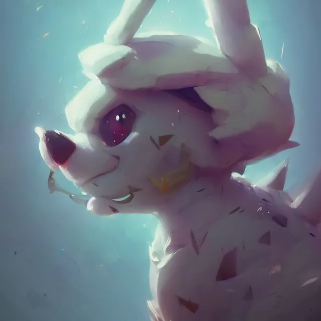 Prompt: a beautiful portrait of a cute pokemon. character design by cory loftis, fenghua zhong, ryohei hase, ismail inceoglu and ruan jia. artstation, volumetric light, detailed, photorealistic, fantasy, rendered in octane