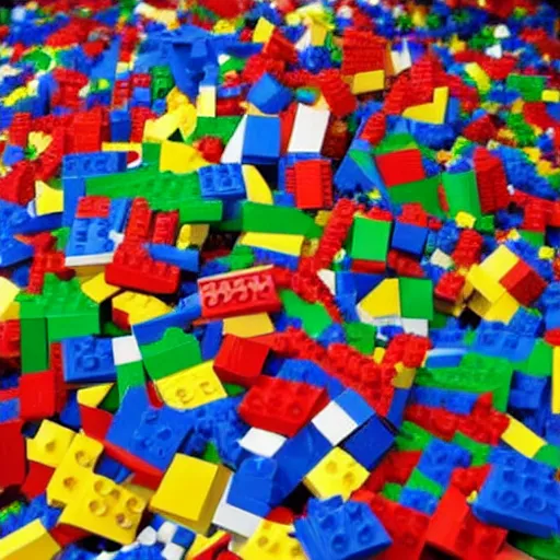 Prompt: giant pile of lego bricks