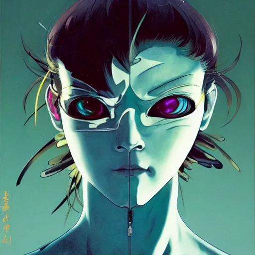 Image similar to prompt : ninja portrait soft light painted by james jean and katsuhiro otomo and erik jones, inspired by evangeleon anime, smooth face feature, intricate oil painting, high detail illustration, sharp high detail, manga and anime 1 9 9 0