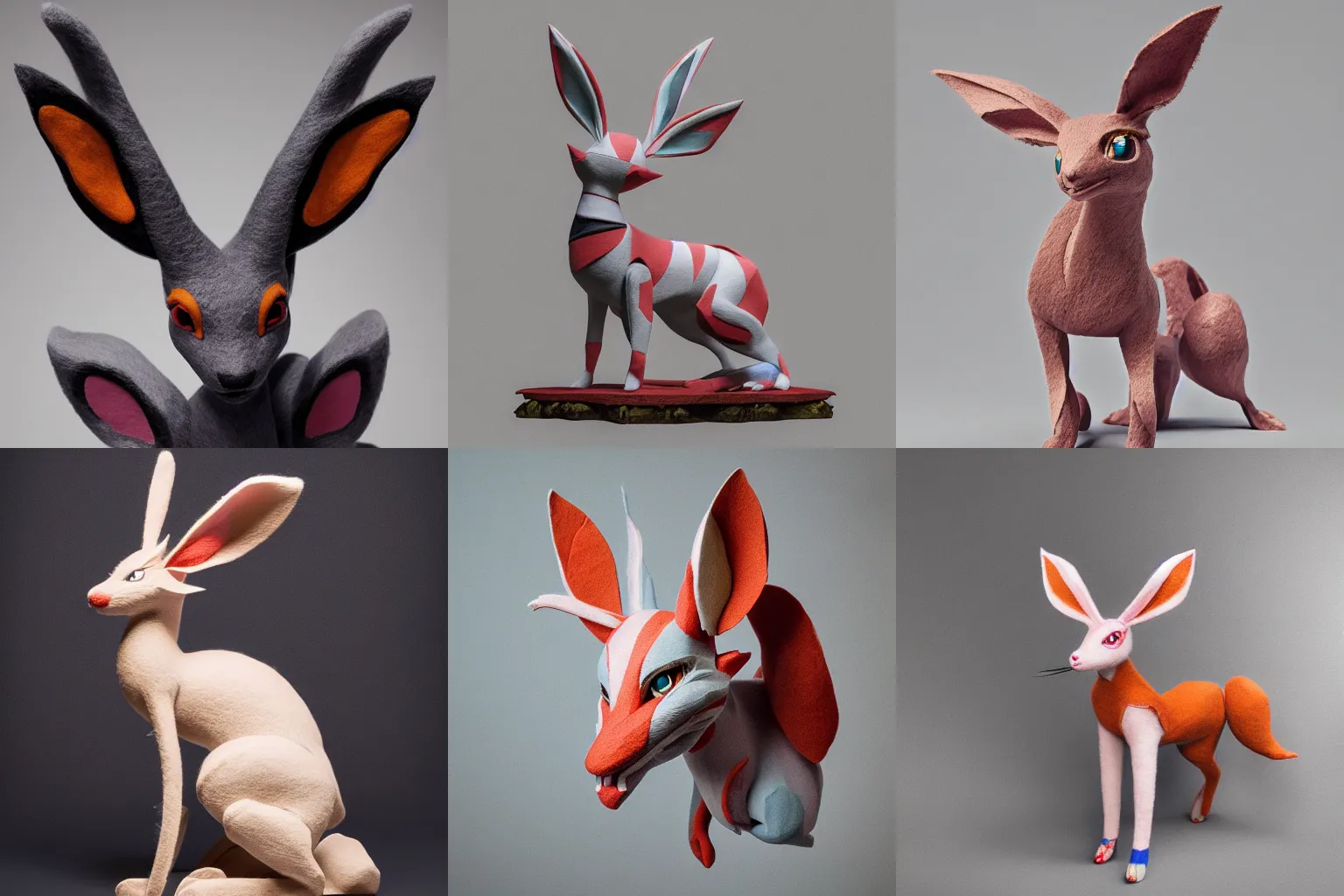 Prompt: Sylveon sculpture made of real felt and skin, perfectly symmetrical, beautiful detailed intricate insanely detailed Octane render, 8k artistic photography, photorealistic, chiaroscuro, by David Cronenberg, Raphael, Caravaggio