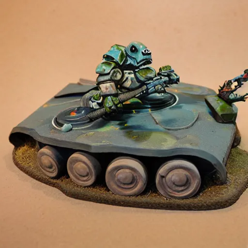 Image similar to Half crab half tank, painted wargaming miniature