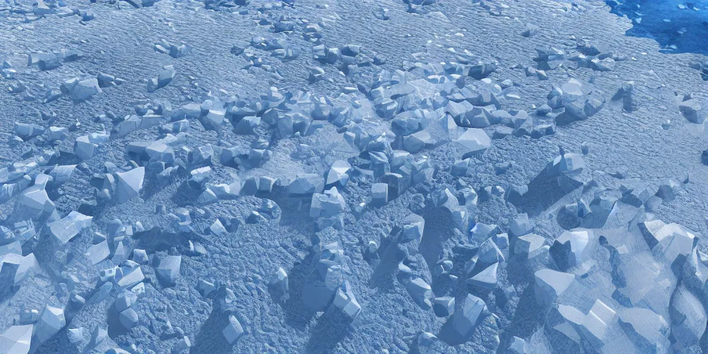 Prompt: voxel ice planet, octane render, intricate detail, 4k, hd