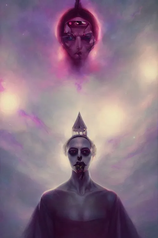Prompt: a dramatic lighting photo of an elegant alien king, vaporwave colors, goth vibe, kawaii vibe, moody aesthetic, artgerm, tom bagshaw, gerald brom,