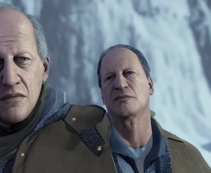 Prompt: screenshot of werner herzog in until dawn ( 2 0 1 5 ), ps 5, 4 k, hi - res