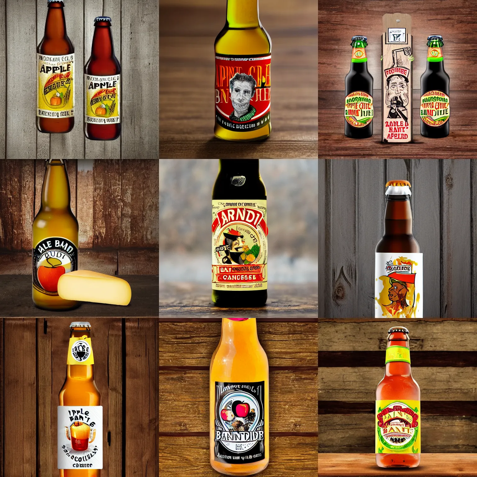 Prompt: apple bandit cider cheese flavour, in the style of joan ponc, detailed, beer bottle, 4 k hd