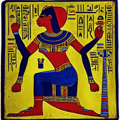 Image similar to egyptian hieroglyph women with a bird flying