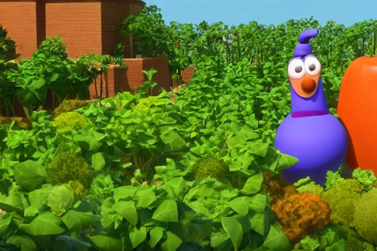 Image similar to veggietales rendered with a modern ray tracing render engine