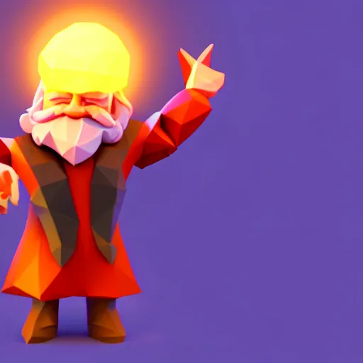 Image similar to sorcerer marx pondering his orb, low poly