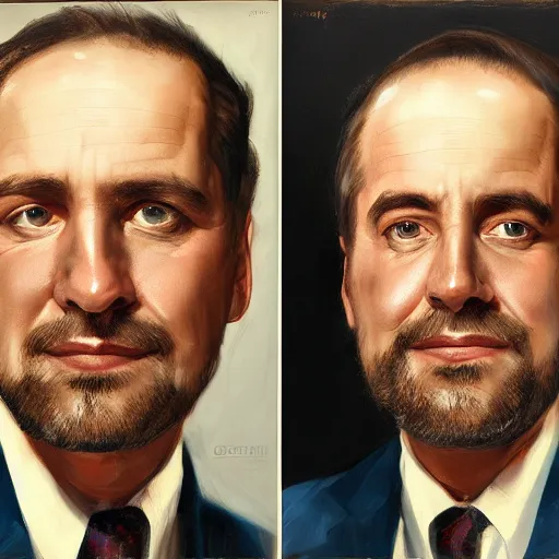 Image similar to guido guggenheim corporate portrait, professional profile photo, hyperreal photo portrait by jonathan yeo, by craig wiley, by david dawson, professional studio lighting, detailed realistic facial features