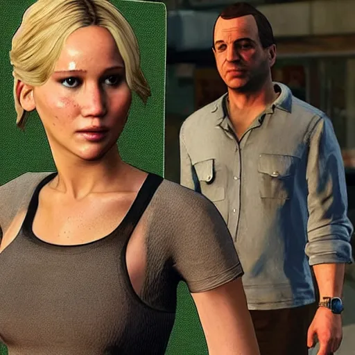 Prompt: jennifer lawrence in gta v