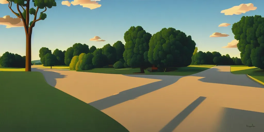 Prompt: weird, blue sky, summer evening, kenton nelson