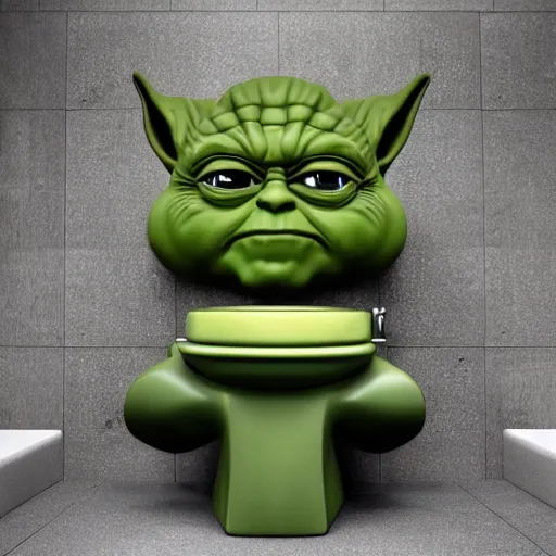 Image similar to toilet with angry facial expression, used by yoda