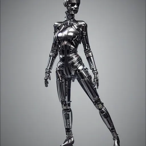 Image similar to a metallic woman with chrome skin!! very cybernetic and highly detailed, in the style of vitaly bulgarov, nanogirl!! nanogirl v 2!! zbrushcentral, pinterest, deviantart, artstation