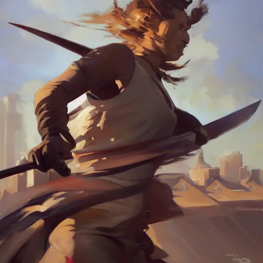 Image similar to greg manchess portrait people stumbling over swords falling on the ground, profile picture, organic painting, sunny day, matte painting, bold shapes, hard edges, street art, trending on artstation, by huang guangjian, gil elvgren, ruan jia, randy vargas, greg rutkowski