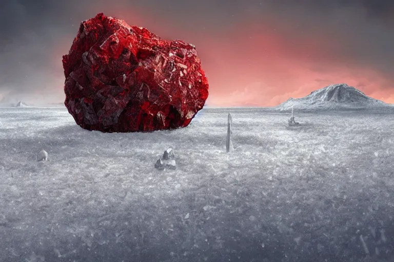 giant red crystals, Stable Diffusion