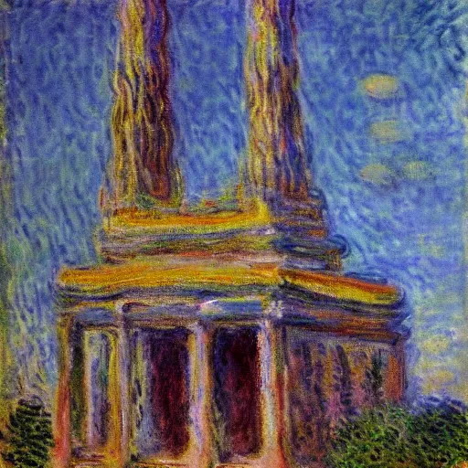 Image similar to The Temple of all Religions painting by Claude Monet