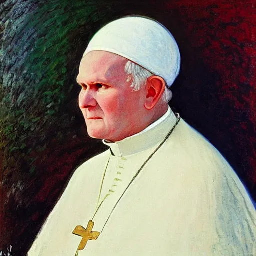 Prompt: portrait of john paul ii wearing white turban with a dome on top by claude monet