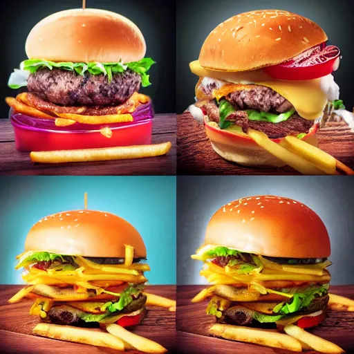 Image similar to burgers and fries astrophotography strobist gel lighting