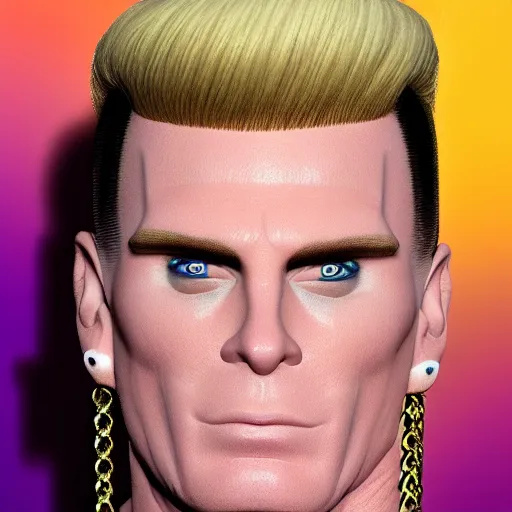 Image similar to vanilla ice's hair is ice cream but his hair is made out of swirly ice cream vanilla ice cream his hair is completely made out of vanilla swirled vanilla ice cream, ice cream hair, realistic, hyperrealistic, ultra realistic, real, real world, highly detailed, very detailed, extremely detailed, intricate details, 8 k resolution, hd quality