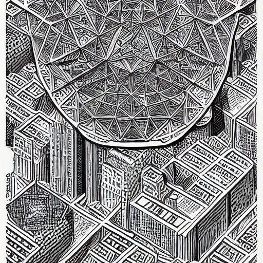 Image similar to an isometric cityscape illustration hand drawn sketch on artstation 4 k intricate extremely detailed digital art by alex grey infinite wisdom sacred geometry