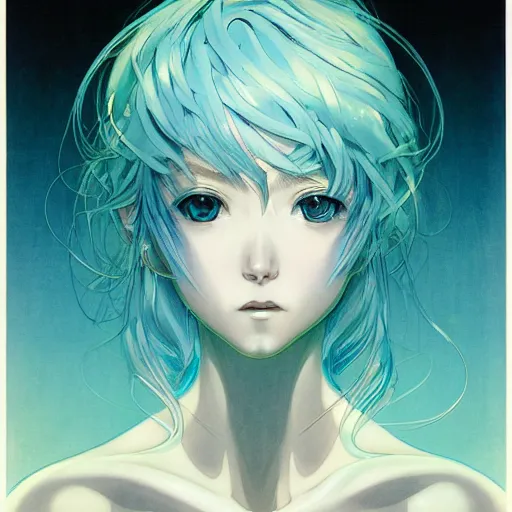 Prompt: prompt : aqua portrait soft light painted by james jean and katsuhiro otomo and erik jones, inspired by evangeleon anime, smooth face feature, intricate oil painting, high detail illustration, sharp high detail, manga and anime 1 9 9 9