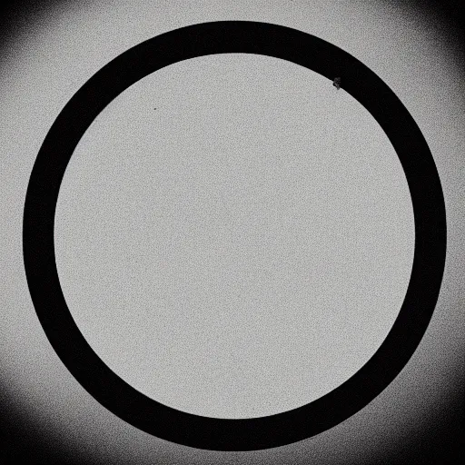 Image similar to a perfect circle, around the outer edge of the circle is the silhouette of a city skyline, inside the circle is empty, black and white, minimalist, in the style of a line drawing