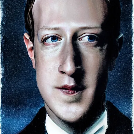 Prompt: mark zuckerberg as the penguin in Batman returns directed by Tim burton movie poster portrait concept art