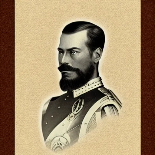 Image similar to tsar nicholas ii as iron man, historical photograph, highly detailed, full length portrait, photorealistic face, hd