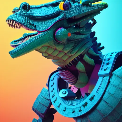 Prompt: cyborg crocodile but minimalistic concept art by frank stella, colorful, vray, octane render, depth of field, trending on artstation, minimalism