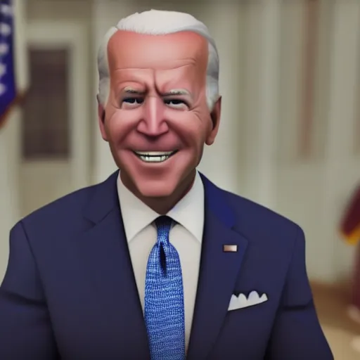 Image similar to screenshot of Joe Biden in fortnite, high quality, 3d render, octane render, highly detailed, pose