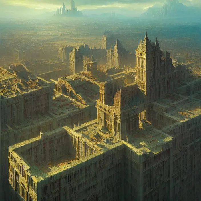 Prompt: matte painting by marc simonetti, jonathan solter, greg rutkowski of an open field, masterpiece, cinematic, hyperdetailed, photorealistic, hyperrealism, architecture, aerial view,