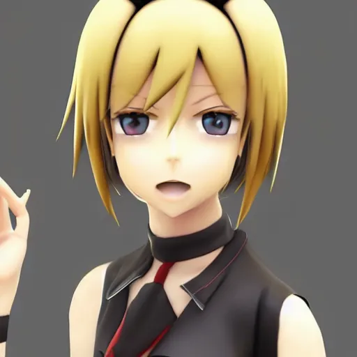 Image similar to Kagamine Rin high detailed 3d render, unreal engine 5, 8k