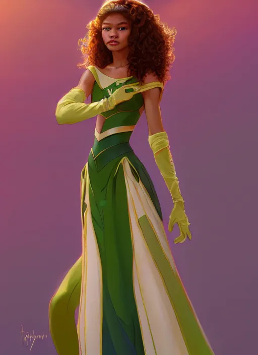 Image similar to beautiful zendaya as tiana princess disney, character art, art by artgerm lau and wlop and and ilya kuvshinov and john singer sargent, hyperdetailed, 8 k realistic, symmetrical, frostbite 3 engine, cryengine, dof, trending on artstation, digital art