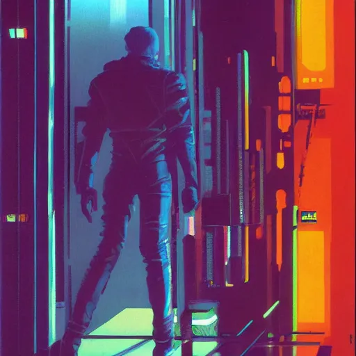 Prompt: neuromancer, painted by syd mead