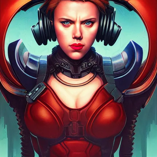 Image similar to lofi portrait of scarlett johansson as the doom slayer, demons, hell, pixar style, by tristan eaton stanley artgerm and tom bagshaw.