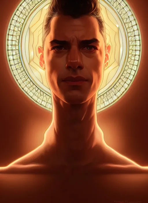 Image similar to symmetry!! portrait of seinfeld, glowing lights!! intricate, elegant, highly detailed, digital painting, artstation, concept art, smooth, sharp focus, illustration, art by artgerm and greg rutkowski and alphonse mucha