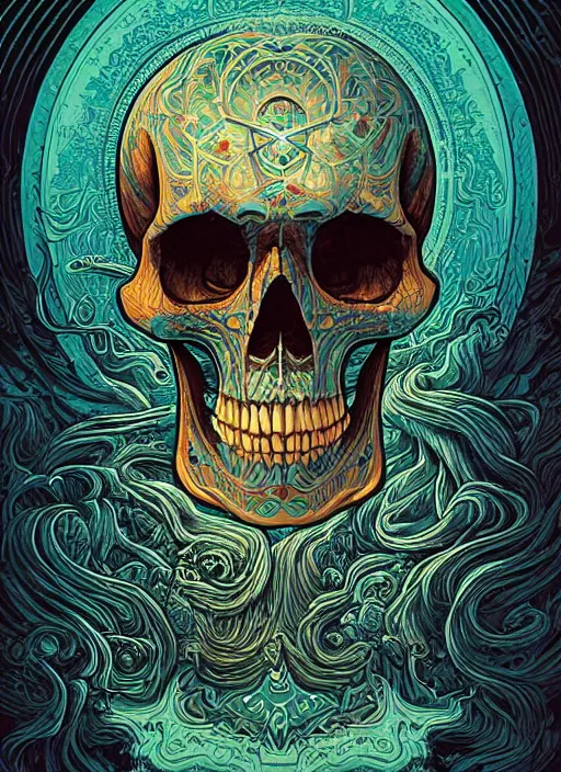 Prompt: a mystic esoteric skull from the past, digital art by Dan Mumford and Peter Mohrbacher, highly detailed, in the style of romanticism