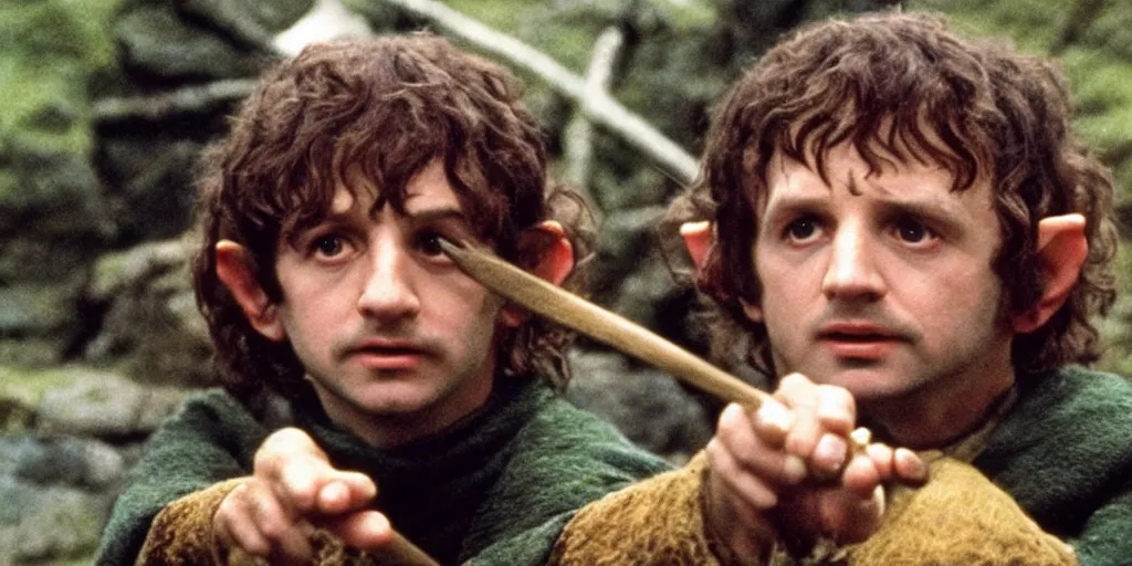 Image similar to A full color still of young Ringo Starr as a hobbit, in The Lord of the Rings directed by Stanley Kubrick, 1970,