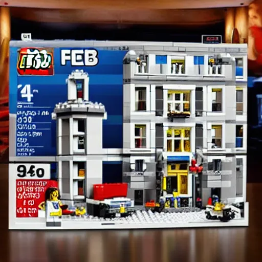 Prompt: fbi raid maralago lego set